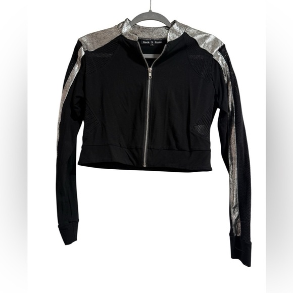 rock ‘n karma Jackets & Blazers - Stylish Black and Silver Bomber Jacket
